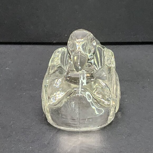 Vintage Clear Glass Duck Personal Ashtray Paperweight 4'' Collectible - Picture 3 of 7